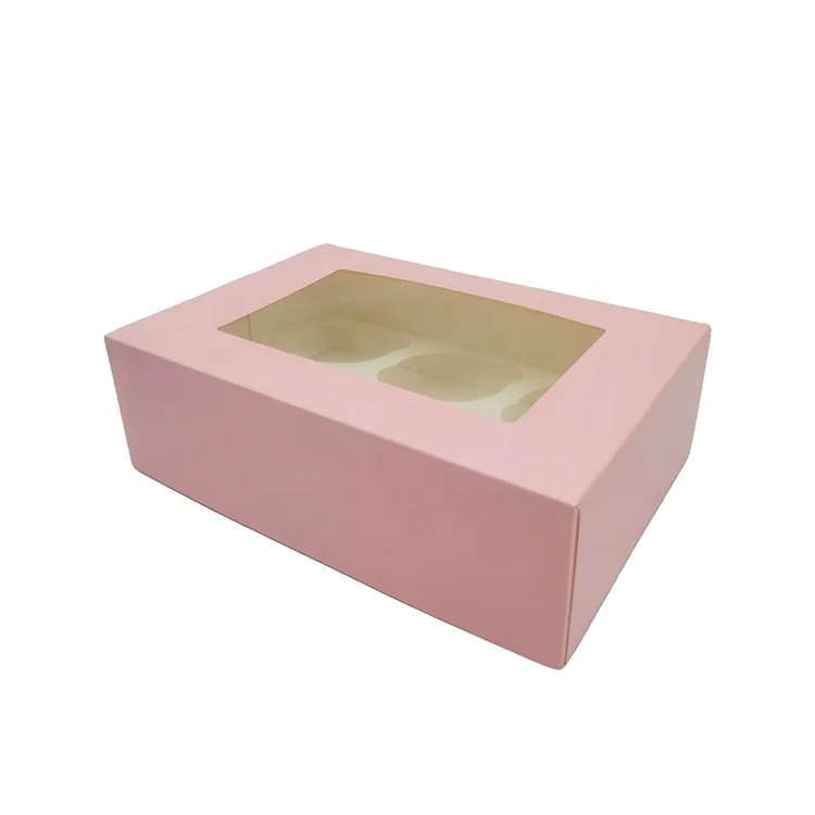 wholesale custom Cupcake Boxes with Inserts12 holds cake carrier with window cake packaging box