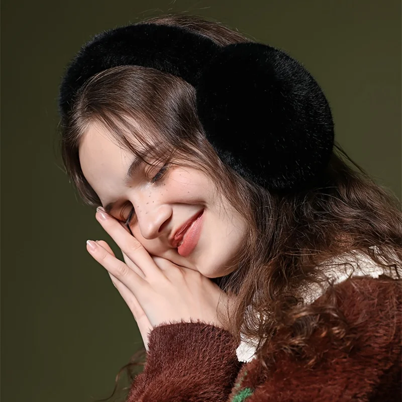 Women and Girls Winter Warm Plush Earmuffs Solid Color Foldable and Soft Comfortable Thick Ear Warmer