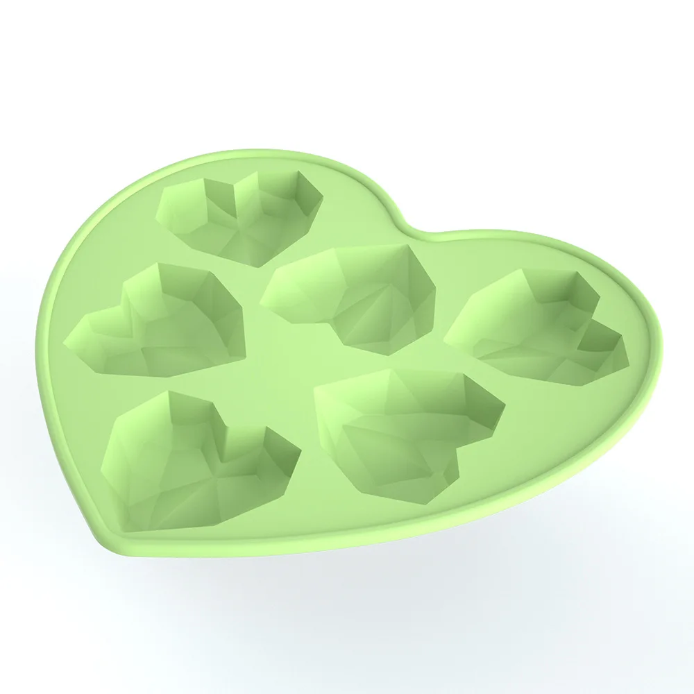 Wholesale 6 Units Heart Shaped Diamond Silicone Mold cake Baking Mousse Chocolate Mould