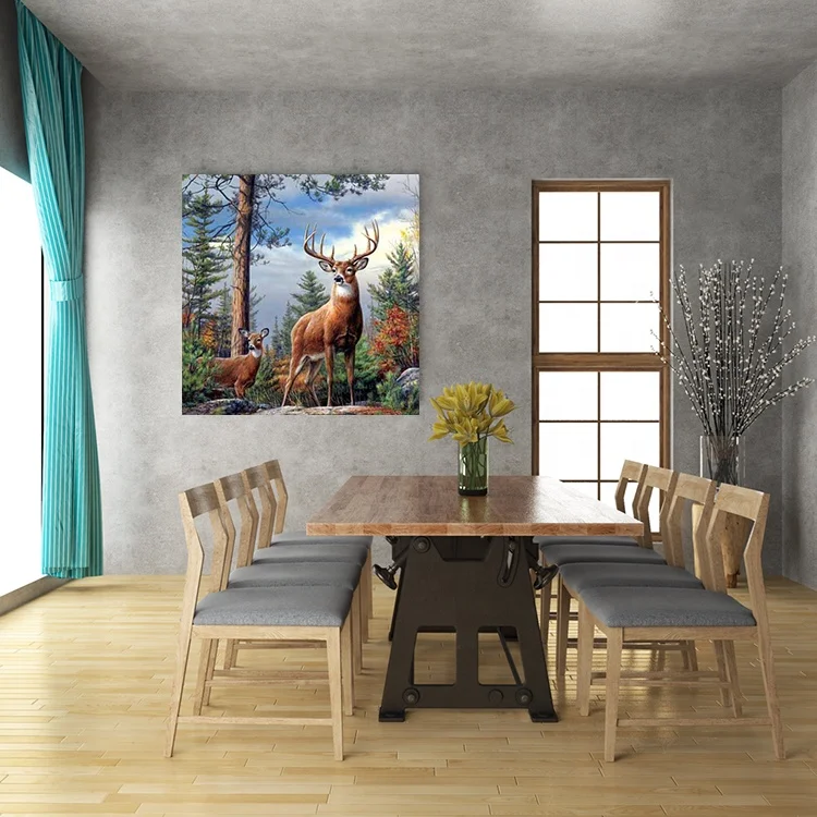Wholesale customized 3D wall painting  PET 40*40 cm 5D 3D lenticular deer craft poster painting for living room decoration