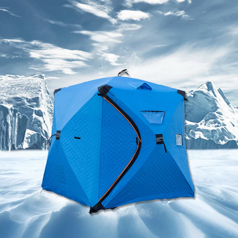 Factory price foldable bike winpolar quick open winter blue ice cube tent for