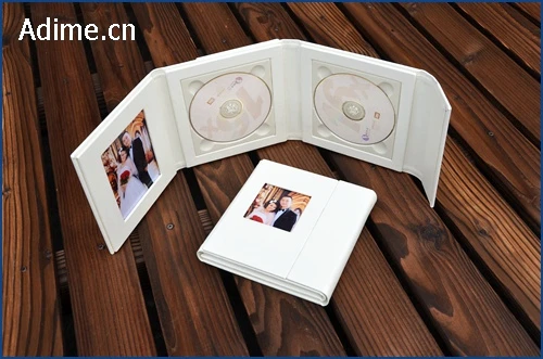 professional high quality wedding custom foil stamp logo leather CD DVD presentation gift case box