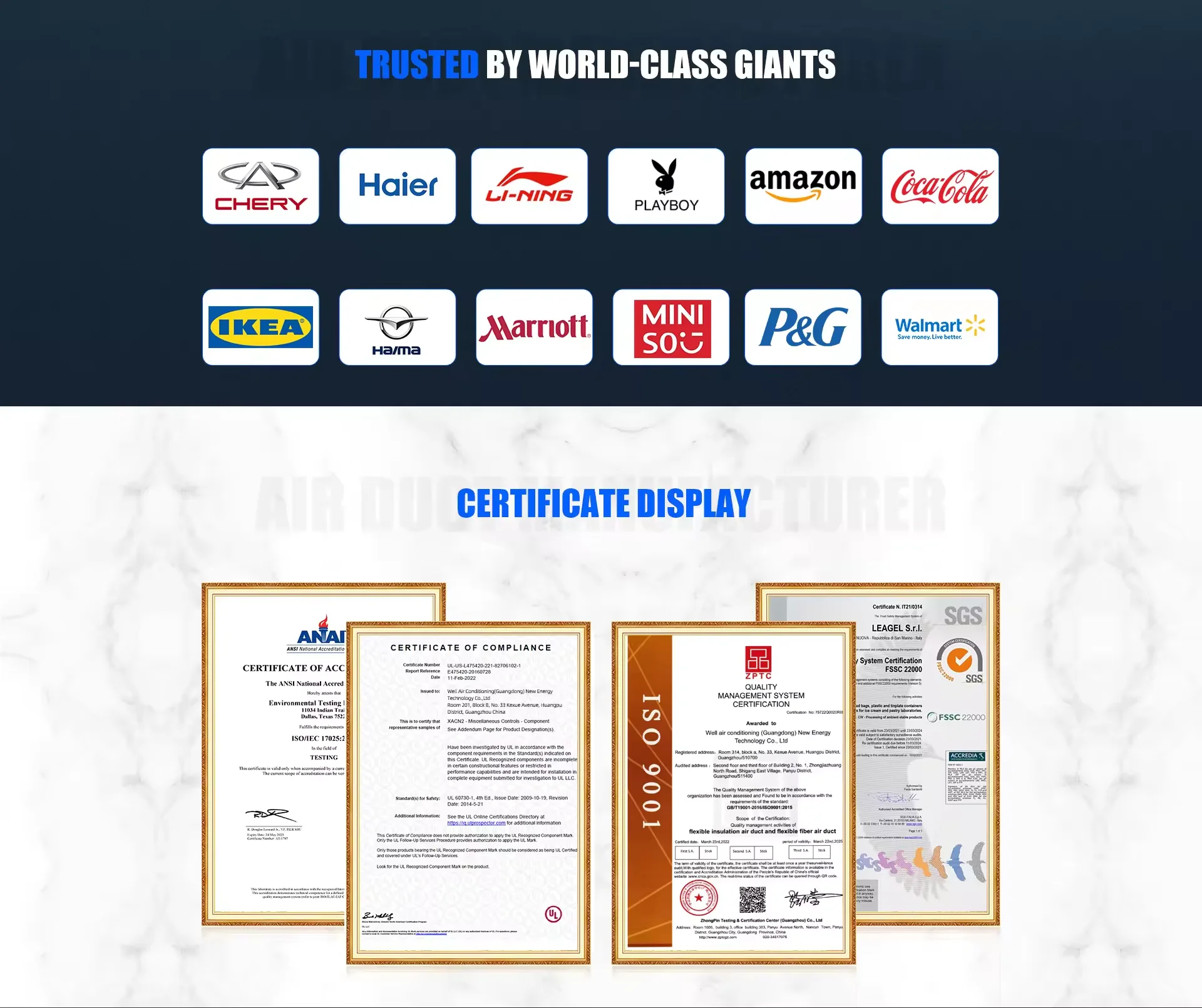 Leading Producer Flexible Connections Ventilators Air Conditioning Fabric Air Duct For Production Line