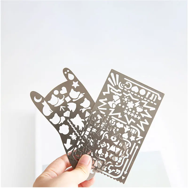 Metal Hand Ledger Drawing Template Ruler Multifunctional Hollow Hand Ledger Ruler Stainless Steel Ruler Hollow DIY