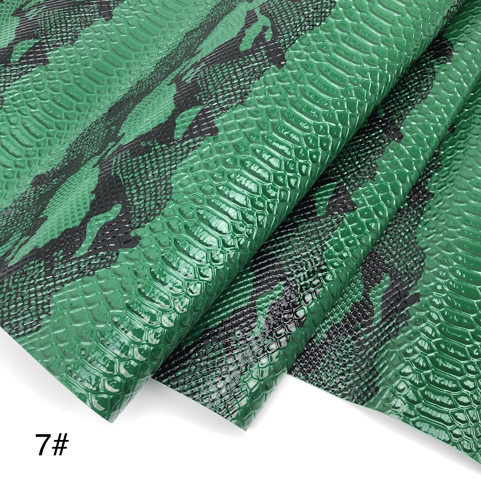 Eco High Glossy concave-convex 3D Snake Design Embossed Animal pattern Skin Two-tone color PVC Synthetic Leather fabric for bags