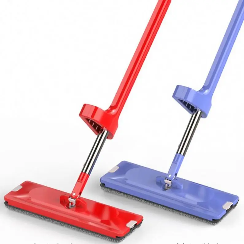2021 New Design Clean Glass Floor Stainless Steel Tube Silicone Red Flat Mop