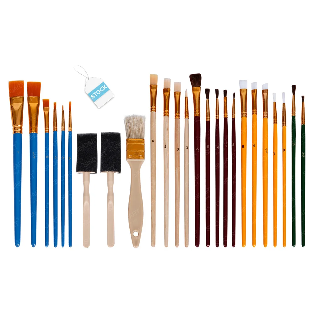 SINOART IN STOCK 25 brushes painting set cost-effective art brush set for artist materials