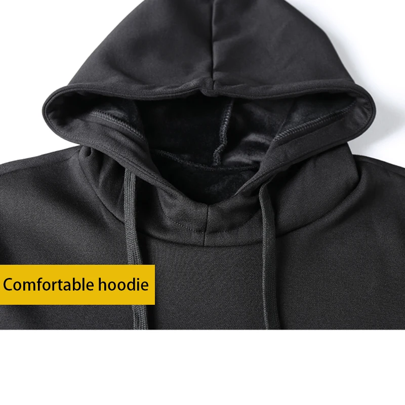 
 Костюм с капюшоном на заказ, зимний утепленный бархатный свитер, трендовая повседневная спортивная одежда с прострочкой, мужская одежда  