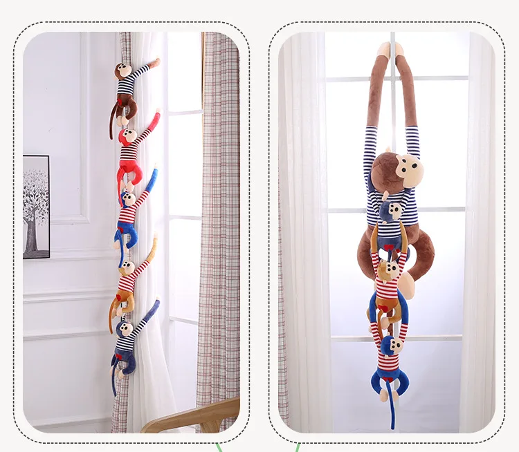 Stuffed Plush Animal Cartoon Plush Toy Curtain Monkey Plush Toy Long Arm Monkey Wedding Doll Catching Machine Doll Gift