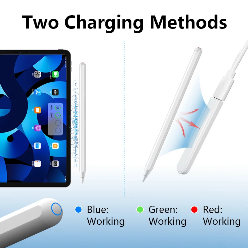 YKSong Smart Stylus Pen for ipad (2018 and later), Magnetic attraction  function, wireless Active stylus with palm rejection