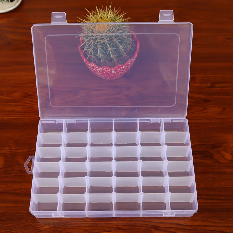 Bead Organizer 36 Grids Clear Plastic Parts Organizer Box Craft Storage Compartment Divided Container