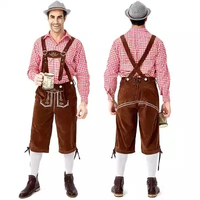 3Pcs/Set Adult Oktoberfest Lederhosen Costume Man Bavarian Octoberfest German Festival Beer Male Cosplay Halloween Party Costume
