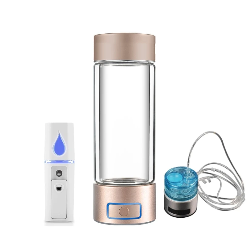 14oz High 6000ppb Glass Tritan Hydrogen Rich Water Bottle Maker Inhalation Generator Portable H2 Cup