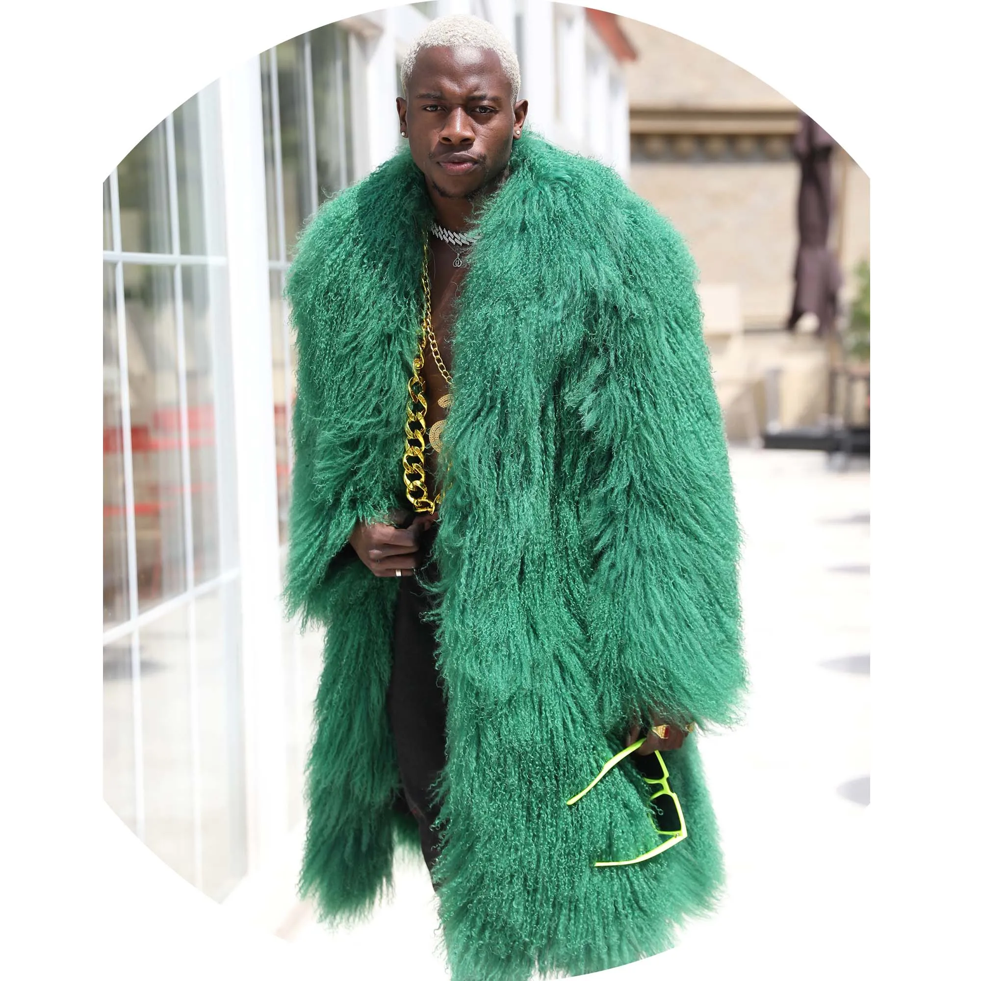 Custom Color Thick Fur Warm Cool Luxury Winter Men Long Mongolian Labm Fur Jacket Coat