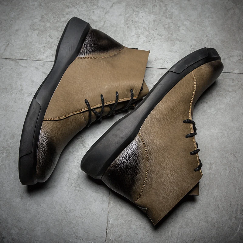 New design lace-up ankle outdoor warm soft lining winter hiking boots for men