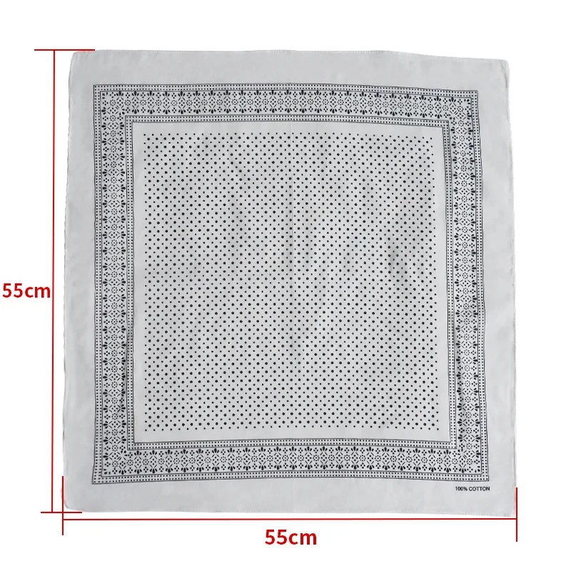 Wholesale Latest 100 % Cotton Sport Dot Neckerchief Screen Printed Custom Logo Screen Printed Head Scarf Paisley Dot Bandana