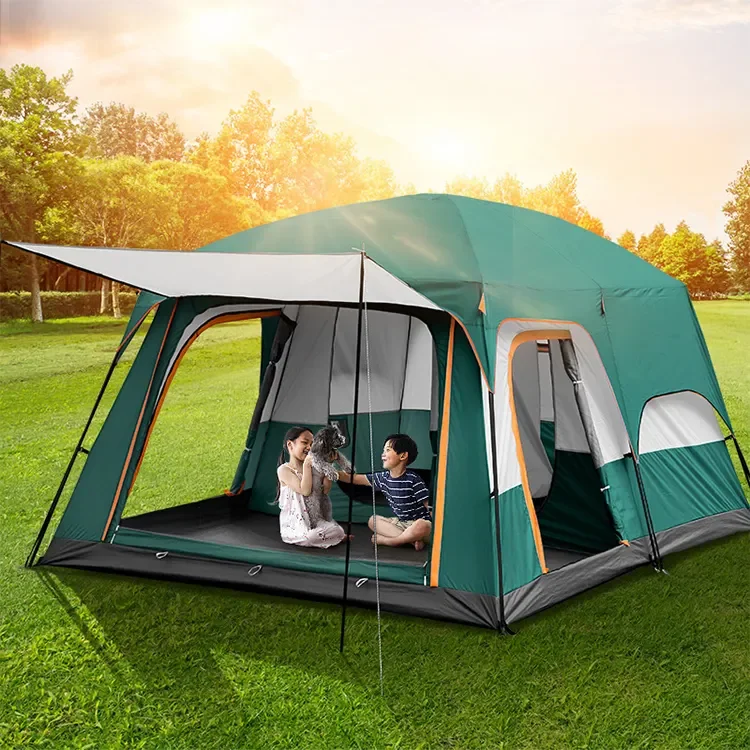 Fast Deliver 320*220*195cm 5 to 8 Person Tent Family House Two rooms Fold Camping Tent