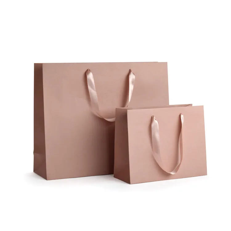 Wholesale Custom Printed Your Own Logo Packaging White Brown Kraft Gift Craft Shopping Paper Bag With Ribbon Handles