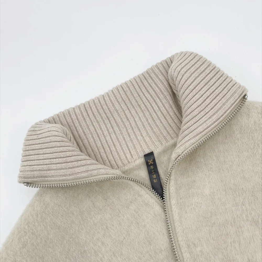 Custom  2x2Rib 100% wool rib knit Solid Color Cuff and rib Collar