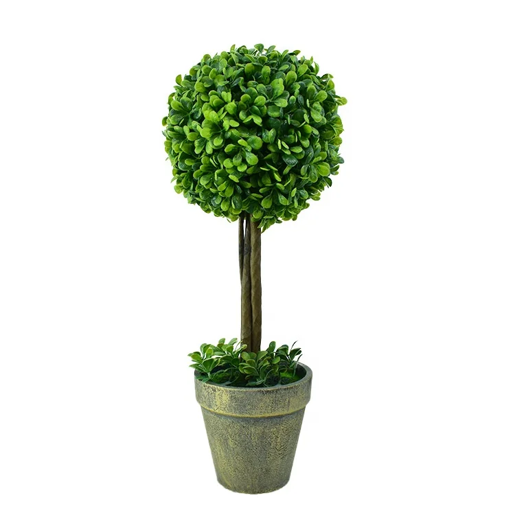 Artificial Topiary Ball Plants Faux Boxwood Trees Potted Fake Bushes Shrubs for Home Office