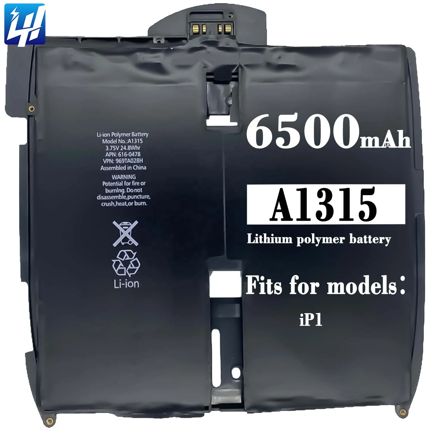 6500mAh A1315 100% zero cycle 100% health High Durability Factory Supply battery for  ipad 1