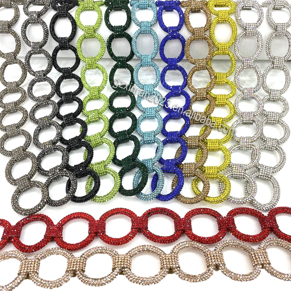 RE002 New designs circle shape crystal strip cord rhinestone rope for decoration