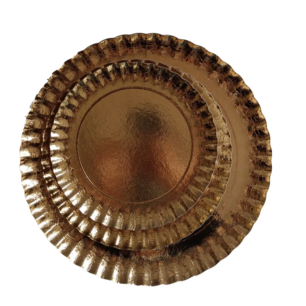 Eco-Friendly Disposable Food Grade Paper Dish for Party Greaseproof Silver Printing Paper Plate