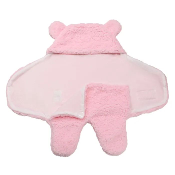 Extra Soft Cute Newborn Baby Boy Blanket Lambswool Plush Unisex Baby Swaddle Wrap Jumpsuits Sleeping Bags