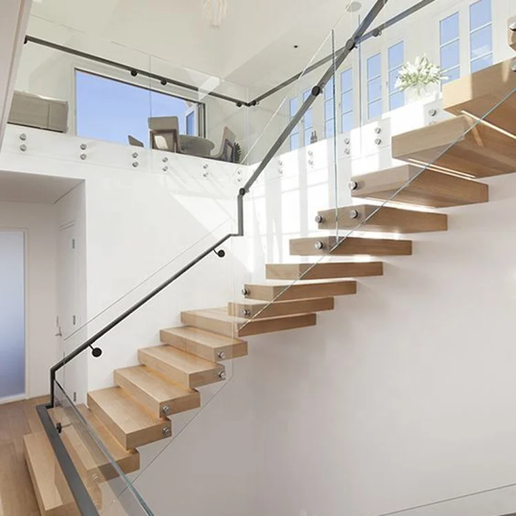 modern folding L shape beech curved wood stairs