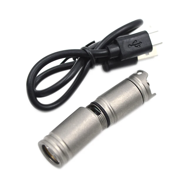Mini Keychain Rechargeable  With 130 Lumen Li-ion Battery Torch Titanium  Flashlight