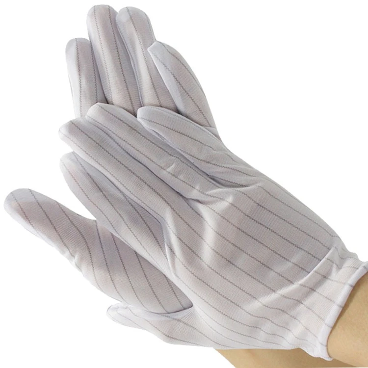 Good Quality Conductive Anti Static Stripe Coated Palm Antistatic Work Gloves