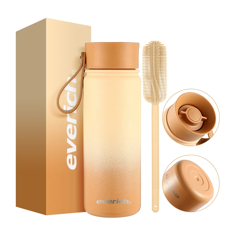 360 WATER outlet bounce cover Double stainless steel vacuum water bottle with leather side handle