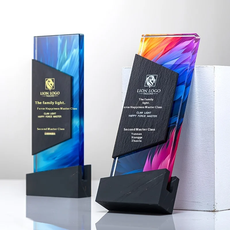 High-End Marble Medal Creative Crown for Outstanding Employee & Team Competition Awards New Design Customizable Crystal Trophy