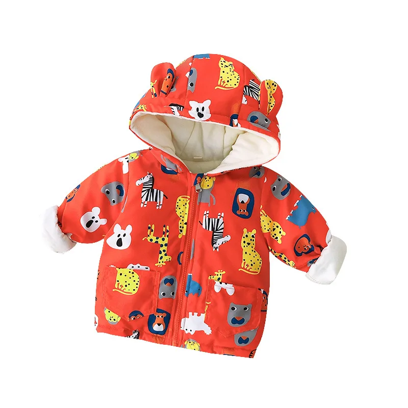 
Fashion winter coats for children cartoon print fleece warm baby coat for kids 