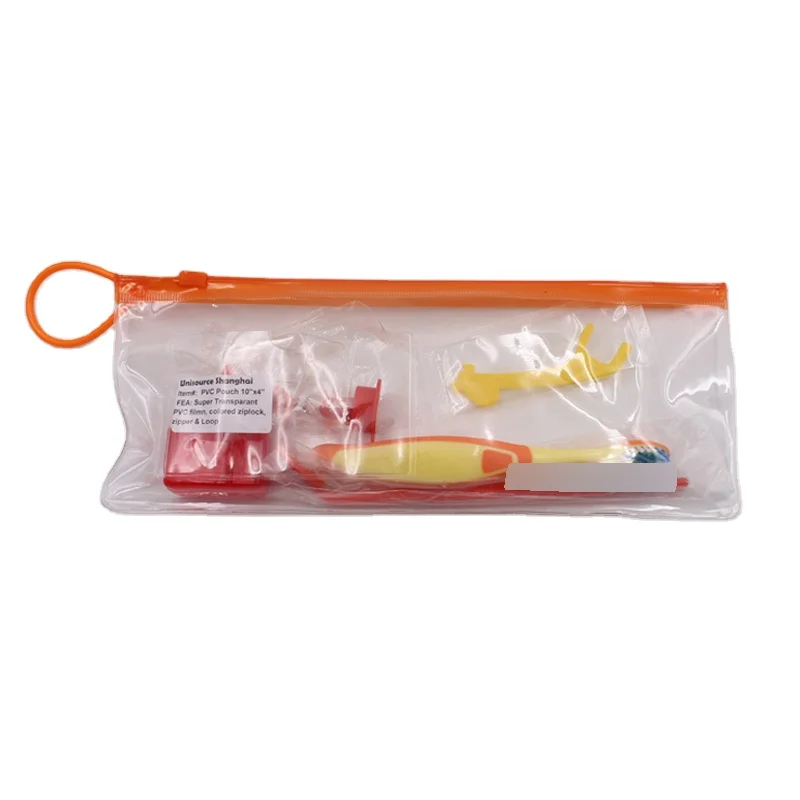PVC Pouch Toothbrush Mirror Floss Sand Timer Teeth Cleaning Kid Dental Kit Children