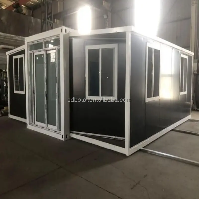 Custom 20ft Fully Furnished Prefab Expandable Container Home 20ft Foldout Insulation Warmth Bathroom Bedroom Made Sandwich Panel