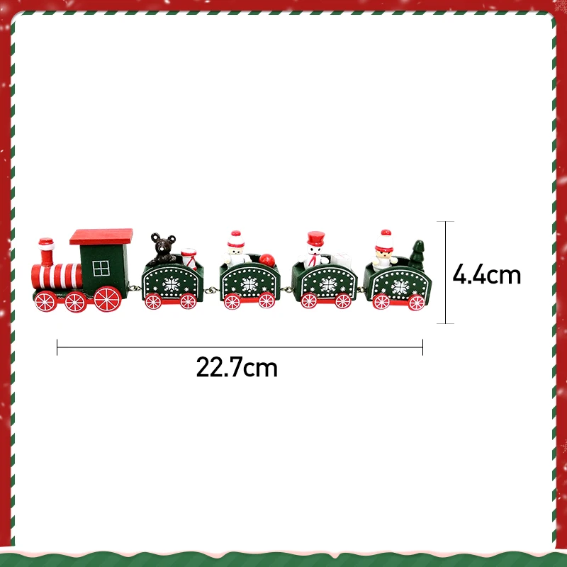 Happy Trees 5 Pcs Wooden Christmas Train with Snowman, Mini Train Decor Set for Christmas Party, Christmas Train Ornament