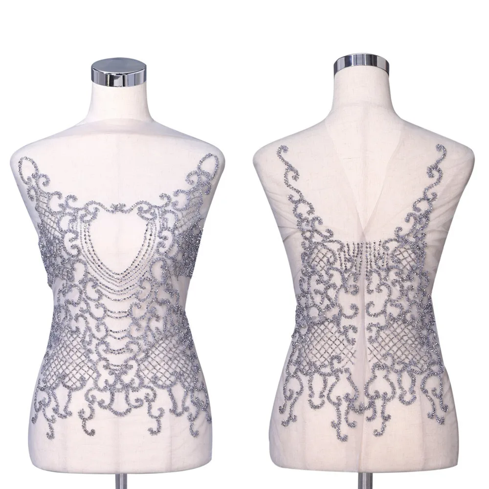 Dra-405 rhinestone crystal stone applique patches bodice patches for wedding dress