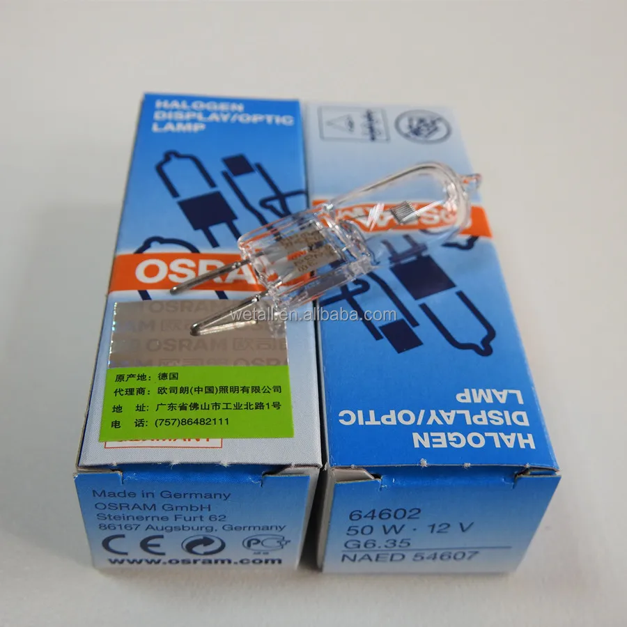 Original New 12V50W 64602 G6.35 NAED 54607 Long-life Microscope Halogen Tungsten Bulb