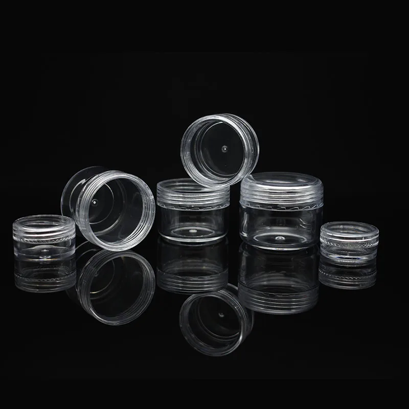 2.5ml 3ml 5ml 2.5g 25g 40g 50g 3g 5g 10g 15g 20g 30g Empty Plastic Cream Jars Sample Pots Cosmetic Container With Colored Lids