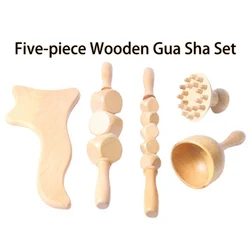 Wood Massage Roller Anti Cellulite Body Sculpting Pink Wooden Cup Tool Wooden Therapy Massage Tools Set