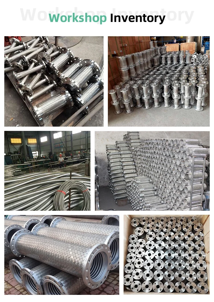 Customized DN150 ANSI lined PTFE corrugated stainless steel woven mesh with movable disc flange metal hose