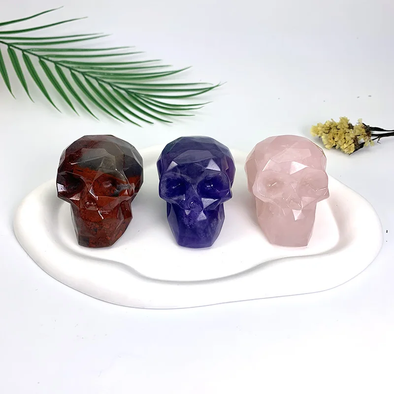 Chakra натуральные кварцевые черепа кристаллы лечебные камни резьба Подарочные Хрустальные из розового кварца