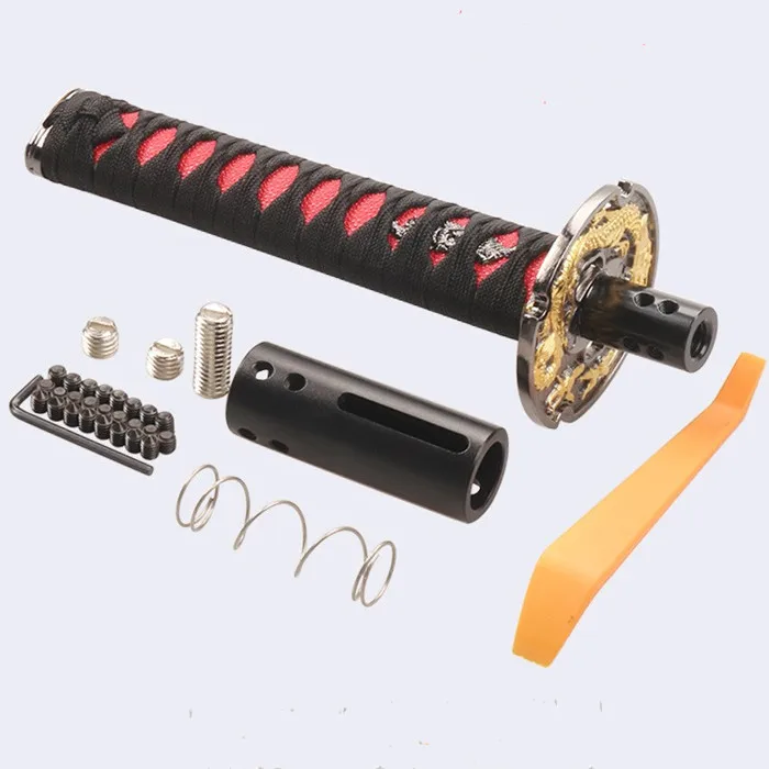 Samurai Sword Red Automatic Gear Shift Knob Shifter Katana Metal Universal 15cm