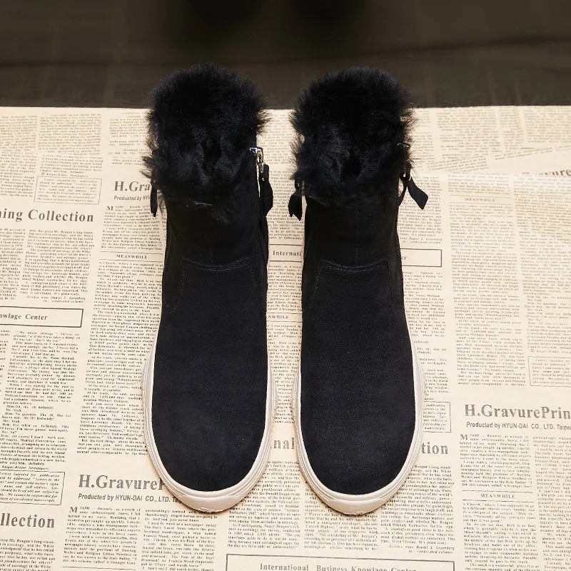  Fashionable Women Snow Boots Customizable Winter Warm Ankle Shoes Faux Sheepskin Upper for