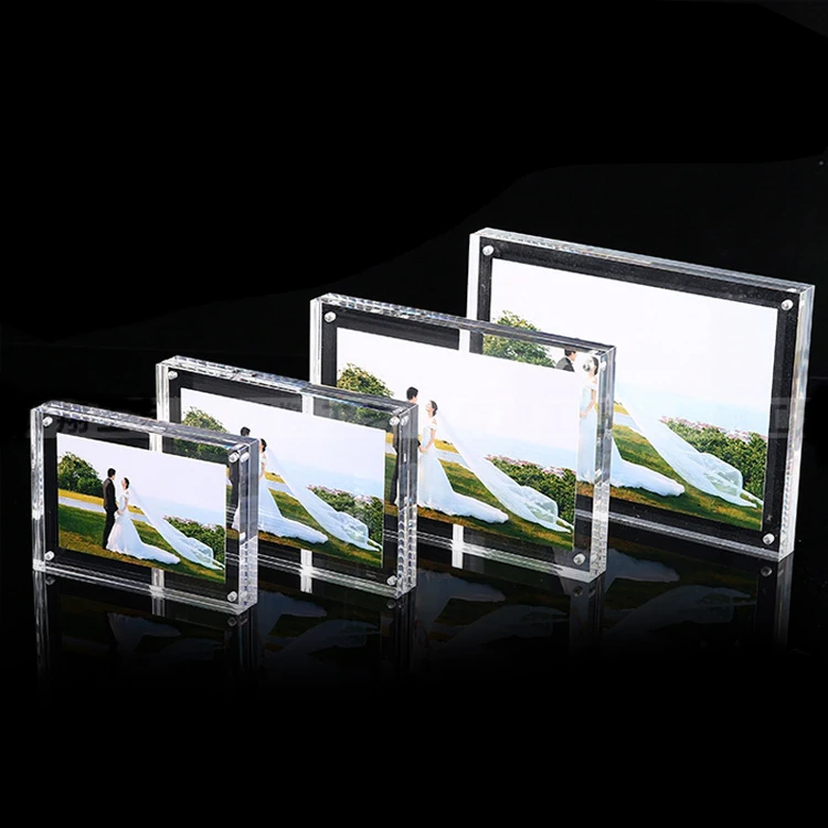 Custom size magnetic photo frame acrylic 4x6 inch wedding baby square photo frame