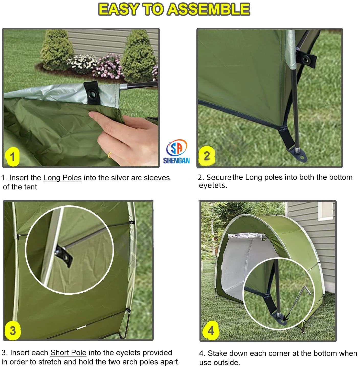 Outdoor Bike Cover Storage Tent for 2 Bikes Silver Coated Waterproof Oxford Bicycle Shed Foldable Bike Shelter for Camping