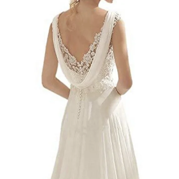 2023 new arrival backless train dress Lace Double V-Neck Sleeveless Evening Dress wedding dresses for women