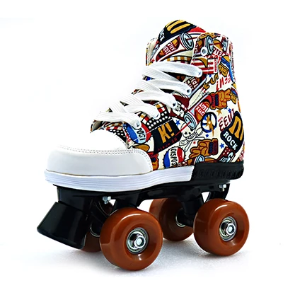 Hot Sell double row canvas 4 wheel roller skates for adult