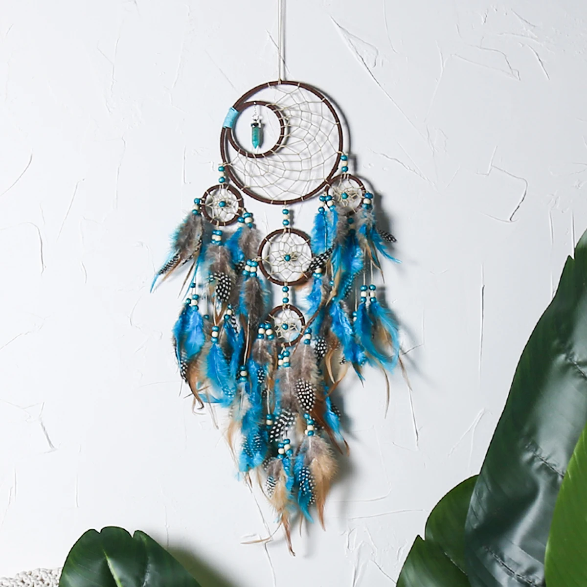 Factory Wholesale Wall Decor Hanging 6 Rings Dream Catcher with Magic Stone High Quantity Wall Hanging Home Decoration
